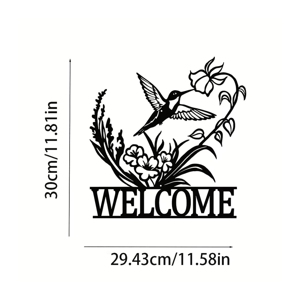 HELLOYOUNG Metall Wanddekoration Minimalistisch Schwarz für Innen und Außen mit Eule Schmetterling und Kolibri als Willkommensschild - Bild 2