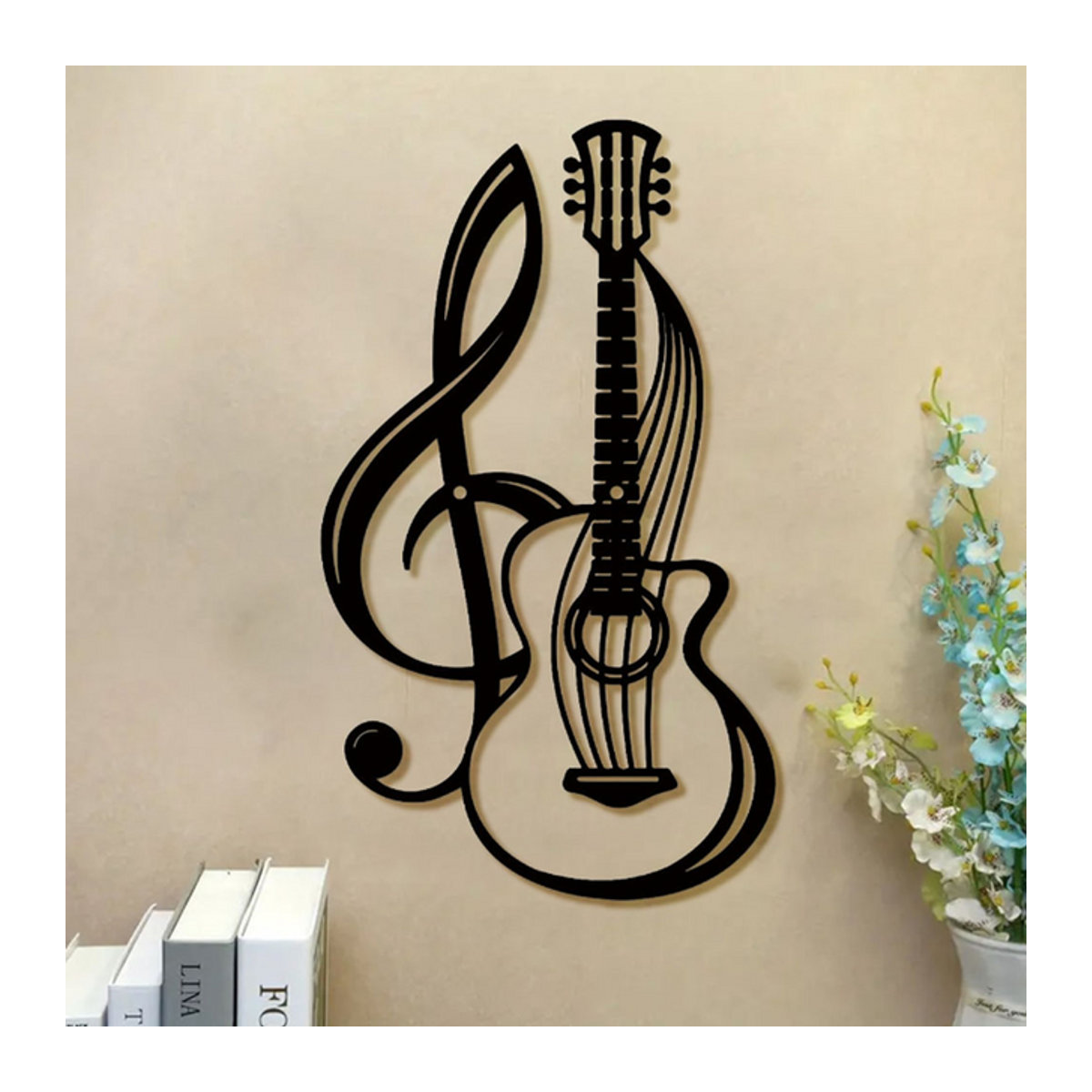 HELLOYOUNG Metall Wanddekoration mit Musiknoten und Violine in Schwarz - Bild 1