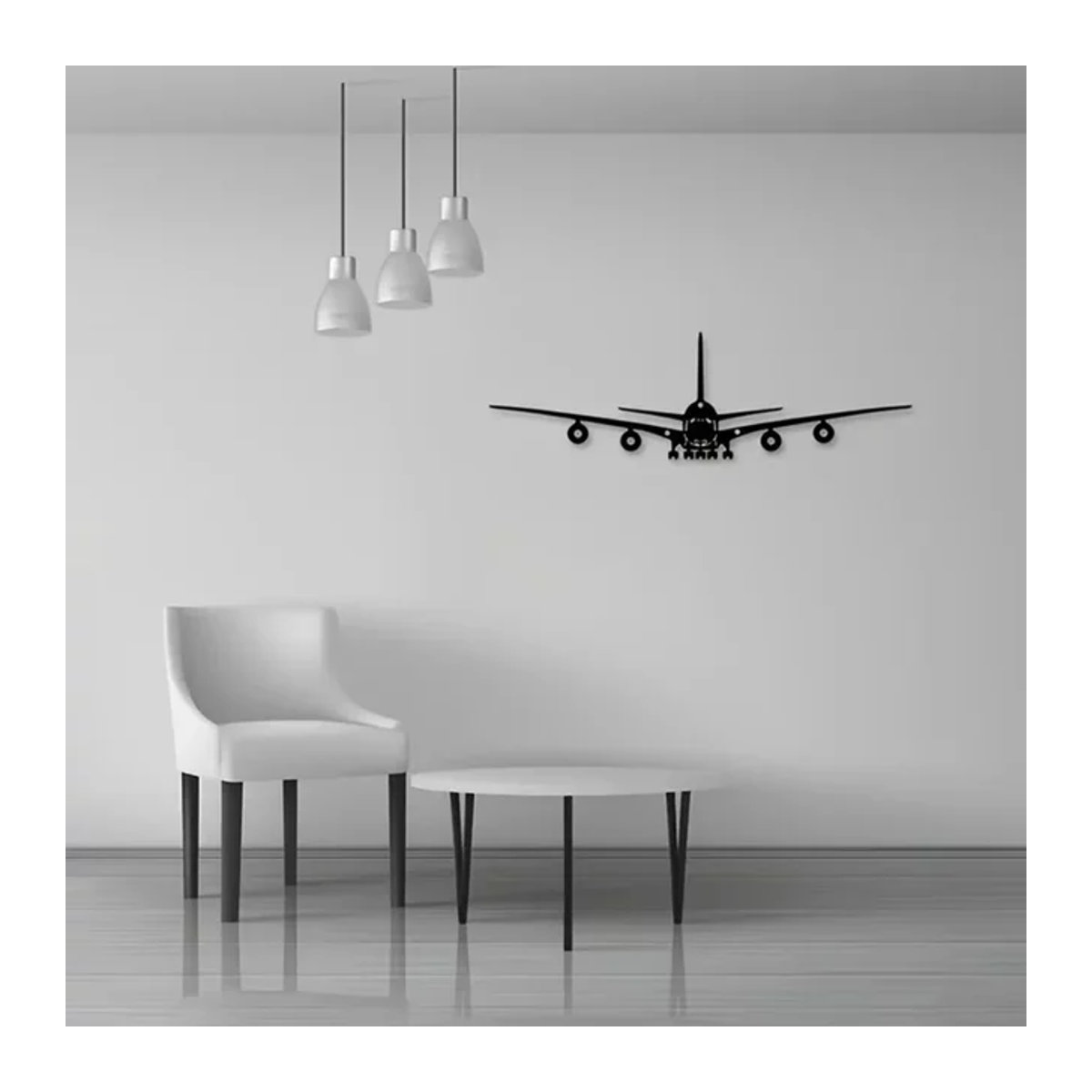 HELLOYOUNG Metall-Wandkunst Boeing-Flugzeugdekoration in Schwarz, minimalistisches Design für die Wandmontage - Bild 1