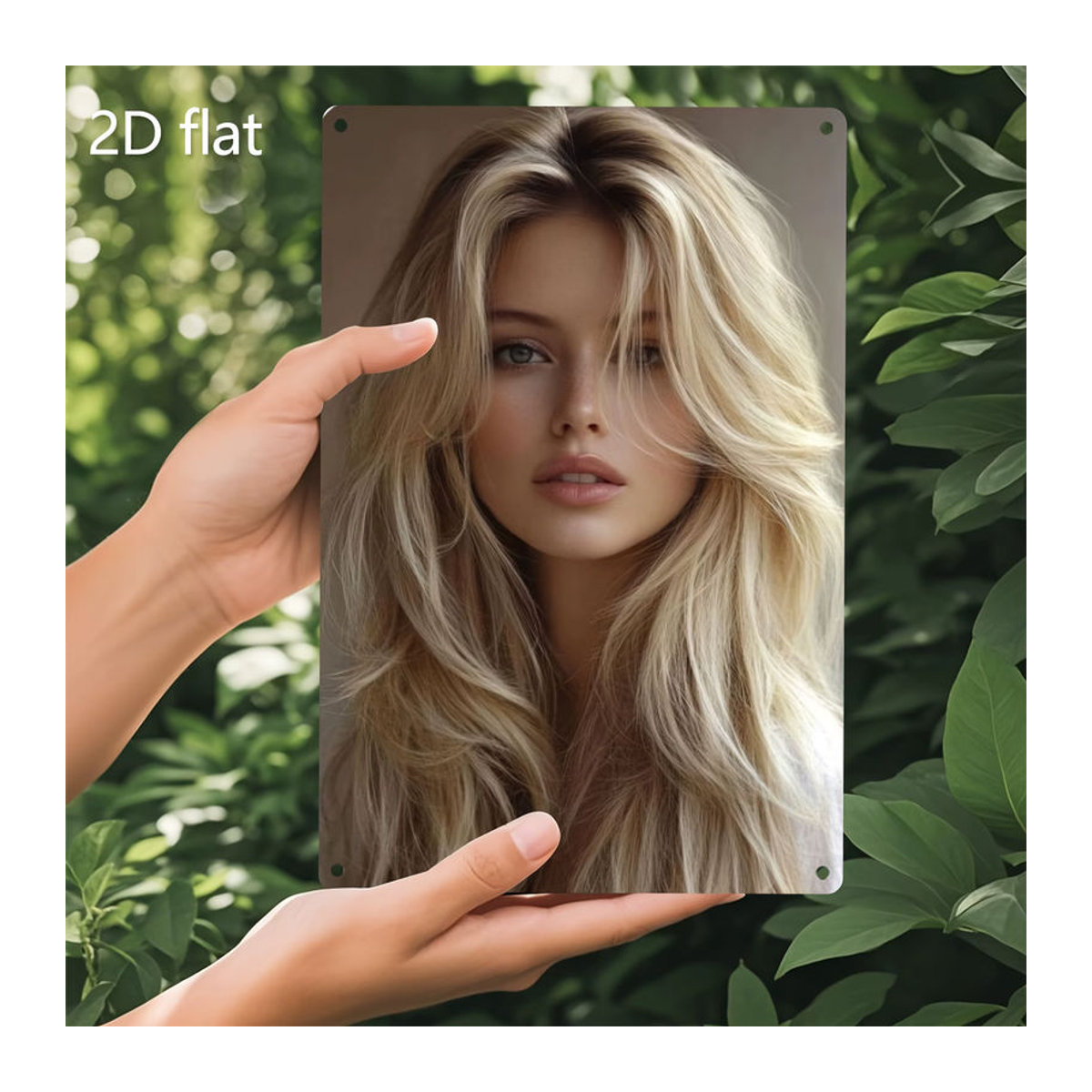 HELLOYOUNG Metall-Wandkunst Golden Hair Lady mit blauen Augen, dekorative Wanddekoration in Gold und Blau, B: 76,2 cm x H: 50,8 cm - Bild 4