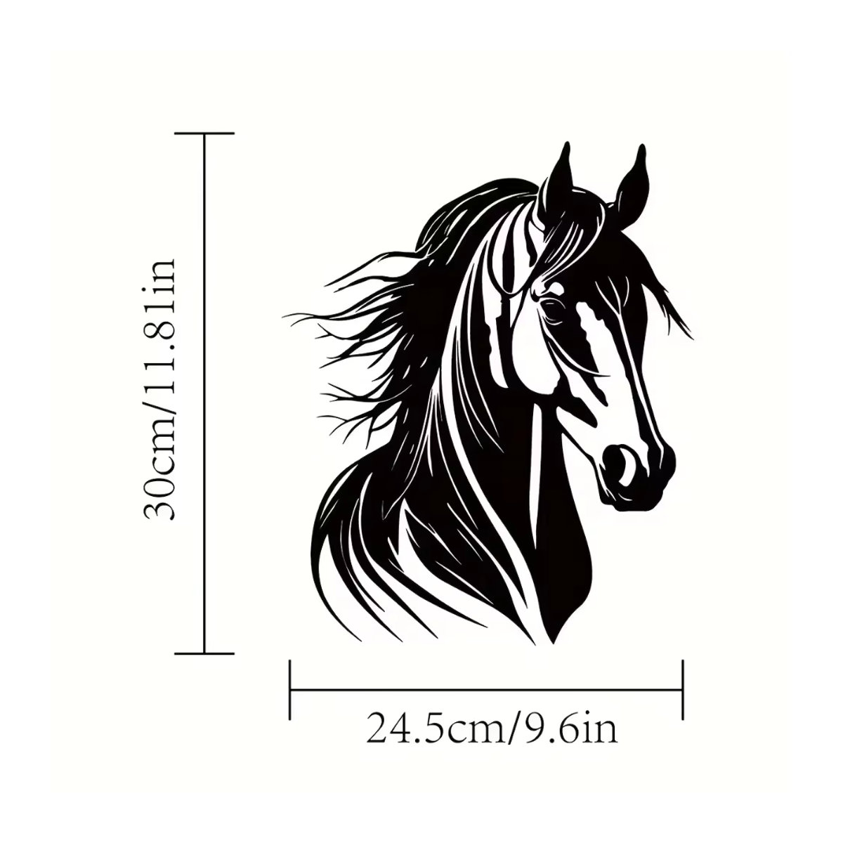 HELLOYOUNG Metall Wandkunst Pferdekopf in Schwarz für Landhaus-Dekoration innen und außen - Bild 2