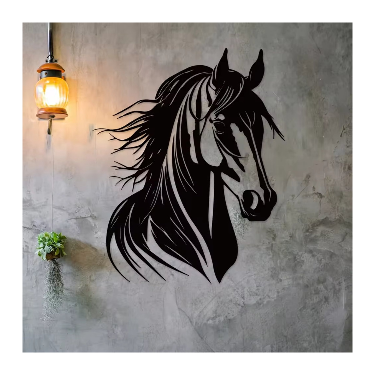 HELLOYOUNG Metall Wandkunst Pferdekopf in Schwarz für Landhaus-Dekoration innen und außen - Bild 4