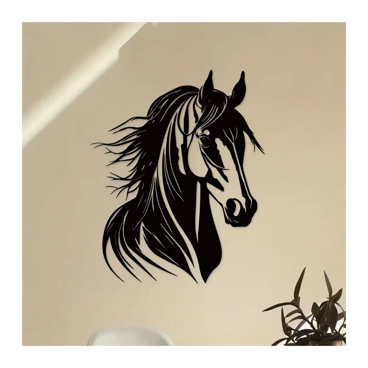 HELLOYOUNG Metall Wandkunst Pferdekopf in Schwarz für Landhaus-Dekoration innen und außen - Bild 5