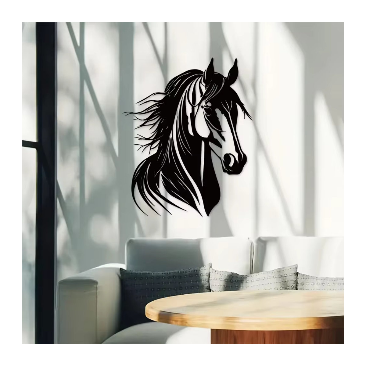 HELLOYOUNG Metall Wandkunst Pferdekopf in Schwarz für Landhaus-Dekoration innen und außen - Bild 6
