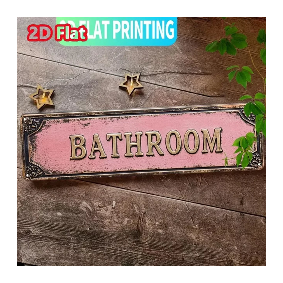 HELLOYOUNG Metallschild Badezimmer in Rosa als nostalgische Wanddekoration im Querformat - Bild 1