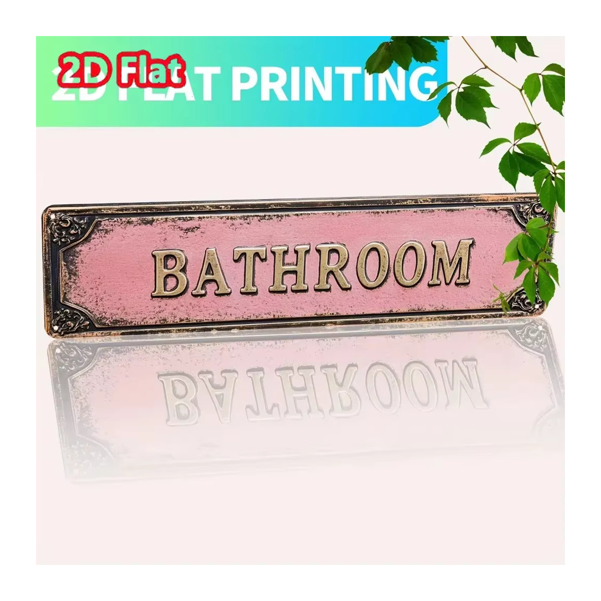 HELLOYOUNG Metallschild Badezimmer in Rosa als nostalgische Wanddekoration im Querformat - Bild 5