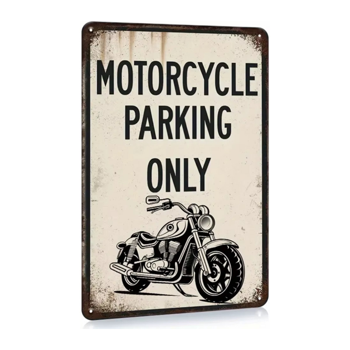 HELLOYOUNG Metallschild Motorradpark Only in Beige im Vintage-Stil, Wandmontierte Dekoration für Garage, Bar oder Café, B: 30 cm, H: 20 cm - Bild 1