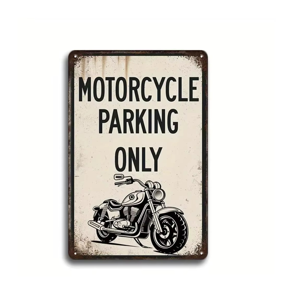 HELLOYOUNG Metallschild Motorradpark Only in Beige im Vintage-Stil, Wandmontierte Dekoration für Garage, Bar oder Café, B: 30 cm, H: 20 cm - Bild 2