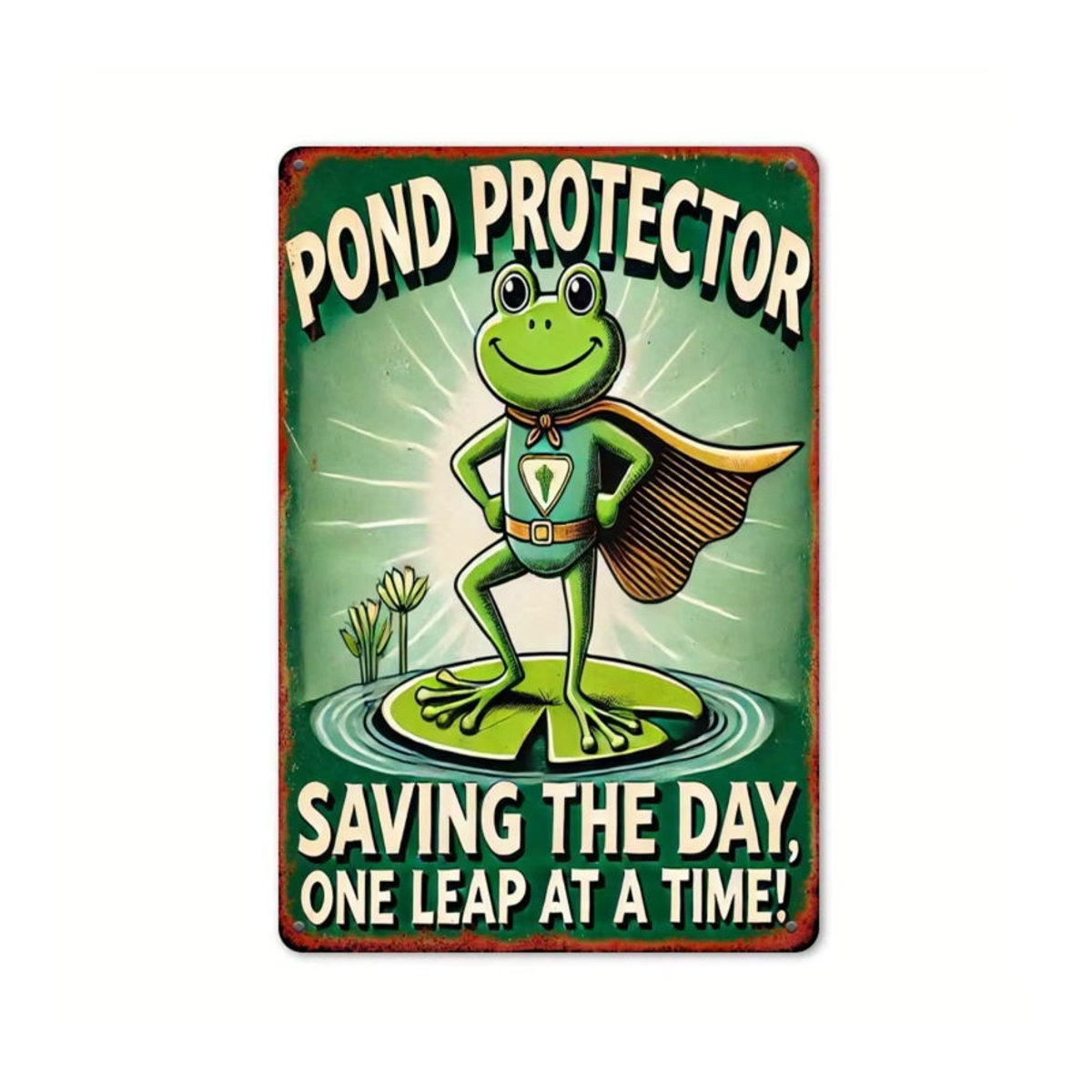 HELLOYOUNG Metallwandkunst Pond Protector Frog – Mehrfarbige 2D Wanddekoration mit Tier-Design für Haus und Garten - Bild 1