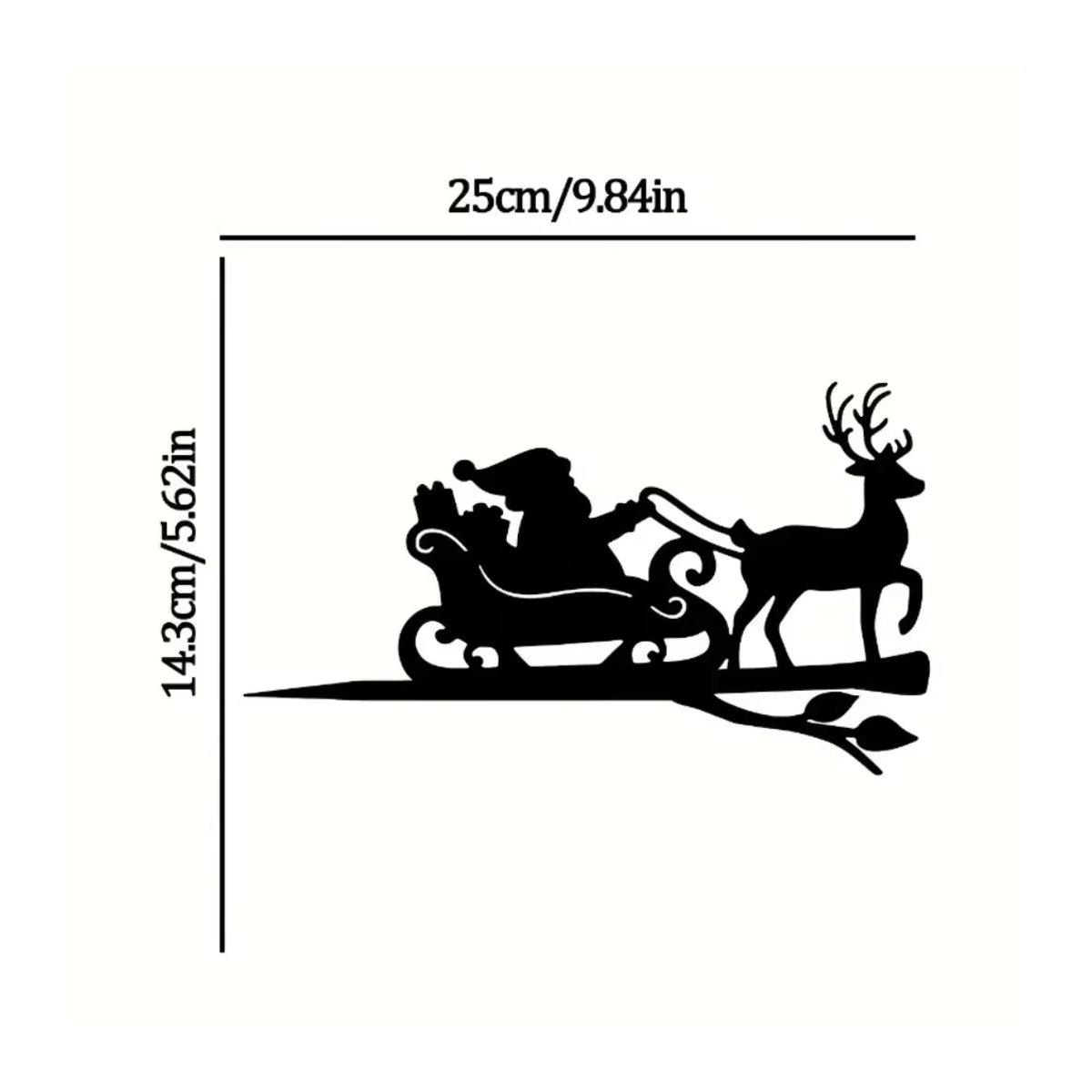 HELLOYOUNG Metallwandkunst Weihnachten Rentier und Weihnachtsmann als Stahlsilhouette in Schwarz zur Wandmontage - Bild 2