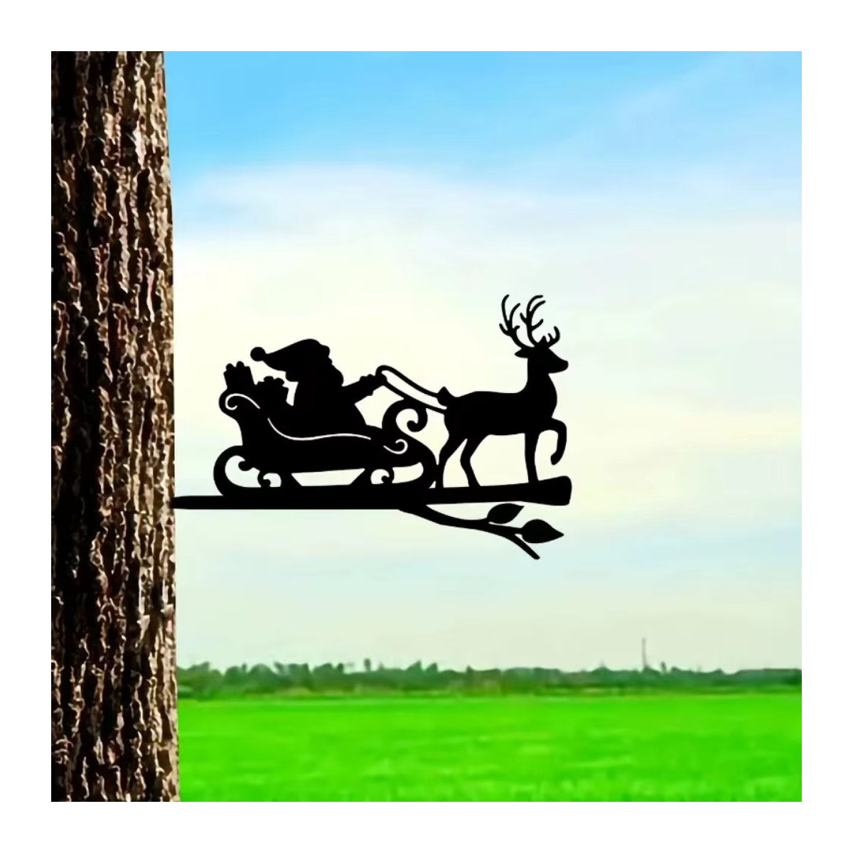 HELLOYOUNG Metallwandkunst Weihnachten Rentier und Weihnachtsmann als Stahlsilhouette in Schwarz zur Wandmontage - Bild 5