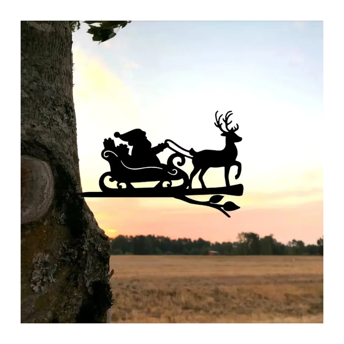 HELLOYOUNG Metallwandkunst Weihnachten Rentier und Weihnachtsmann als Stahlsilhouette in Schwarz zur Wandmontage - Bild 6