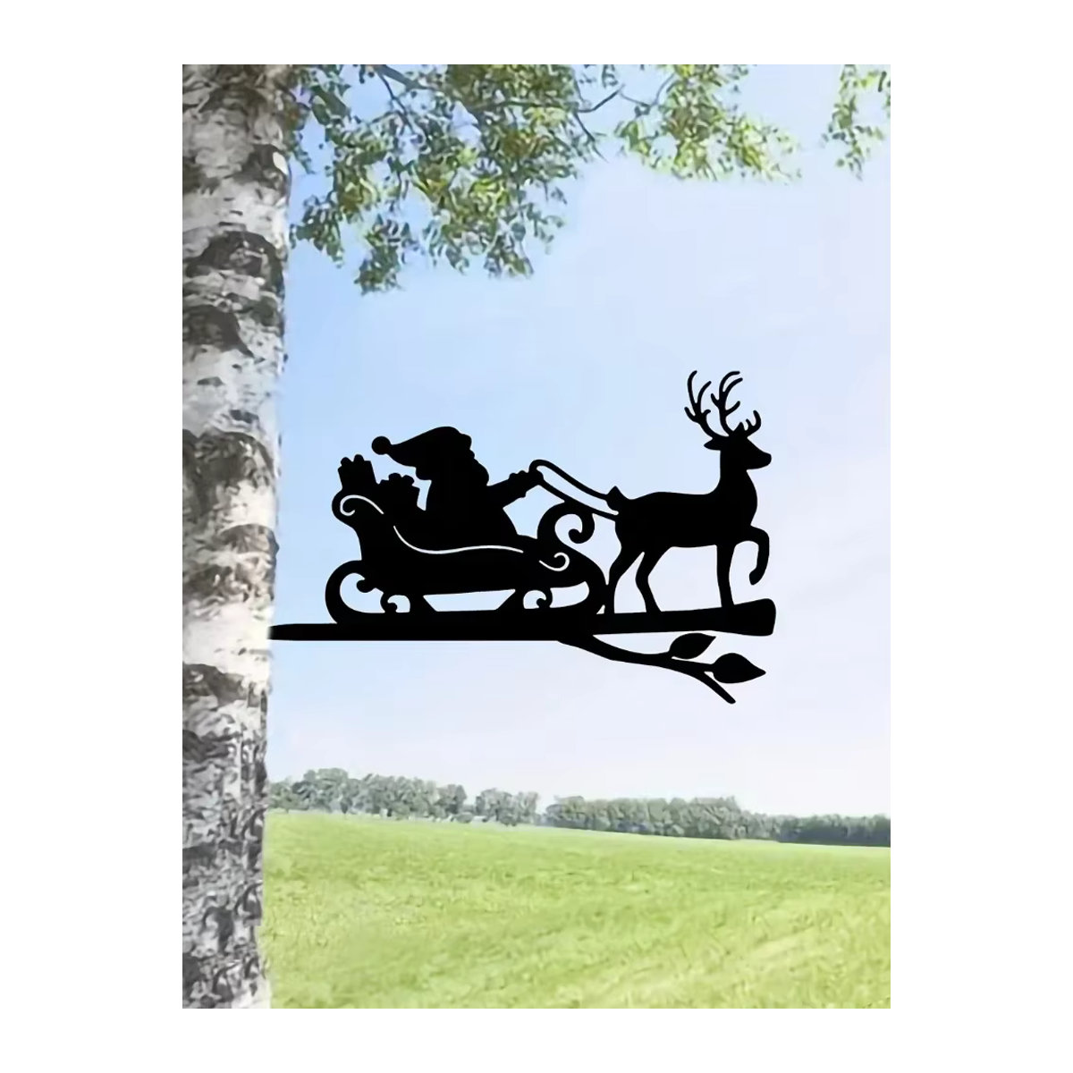 HELLOYOUNG Metallwandkunst Weihnachten Rentier und Weihnachtsmann als Stahlsilhouette in Schwarz zur Wandmontage - Bild 7