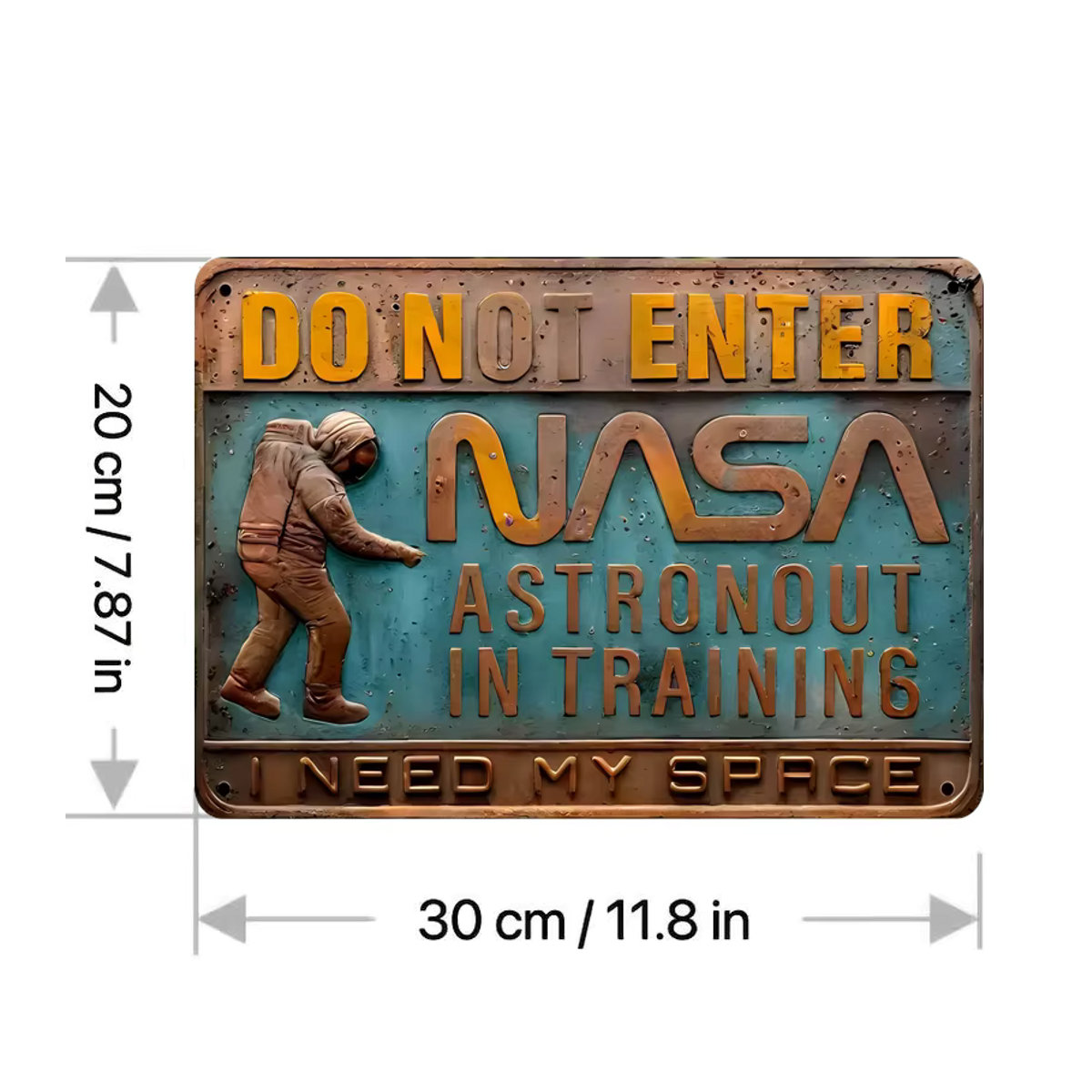 HELLOYOUNG NASA Astronaut in Training 3D-Metallblechschild mit geprägtem Effekt, mehrfarbige Wandkunstdekoration aus Eisen im Vintage-Stil, B/H: 30 x 20 cm - Bild 4