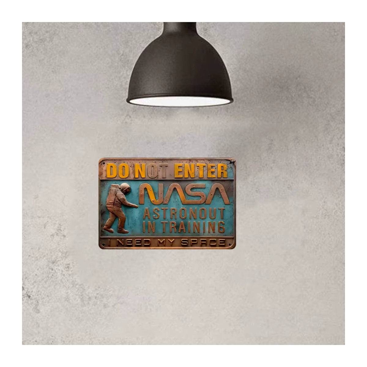 HELLOYOUNG NASA Astronaut in Training 3D-Metallblechschild mit geprägtem Effekt, mehrfarbige Wandkunstdekoration aus Eisen im Vintage-Stil, B/H: 30 x 20 cm - Bild 5