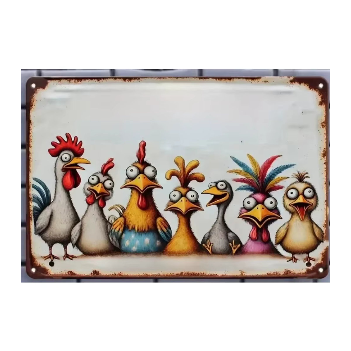 HELLOYOUNG Relax & Enjoy Life Wanddekor aus Metall mit buntem Hühner-Motiv, B/H: 30 x 20 cm - Bild 7