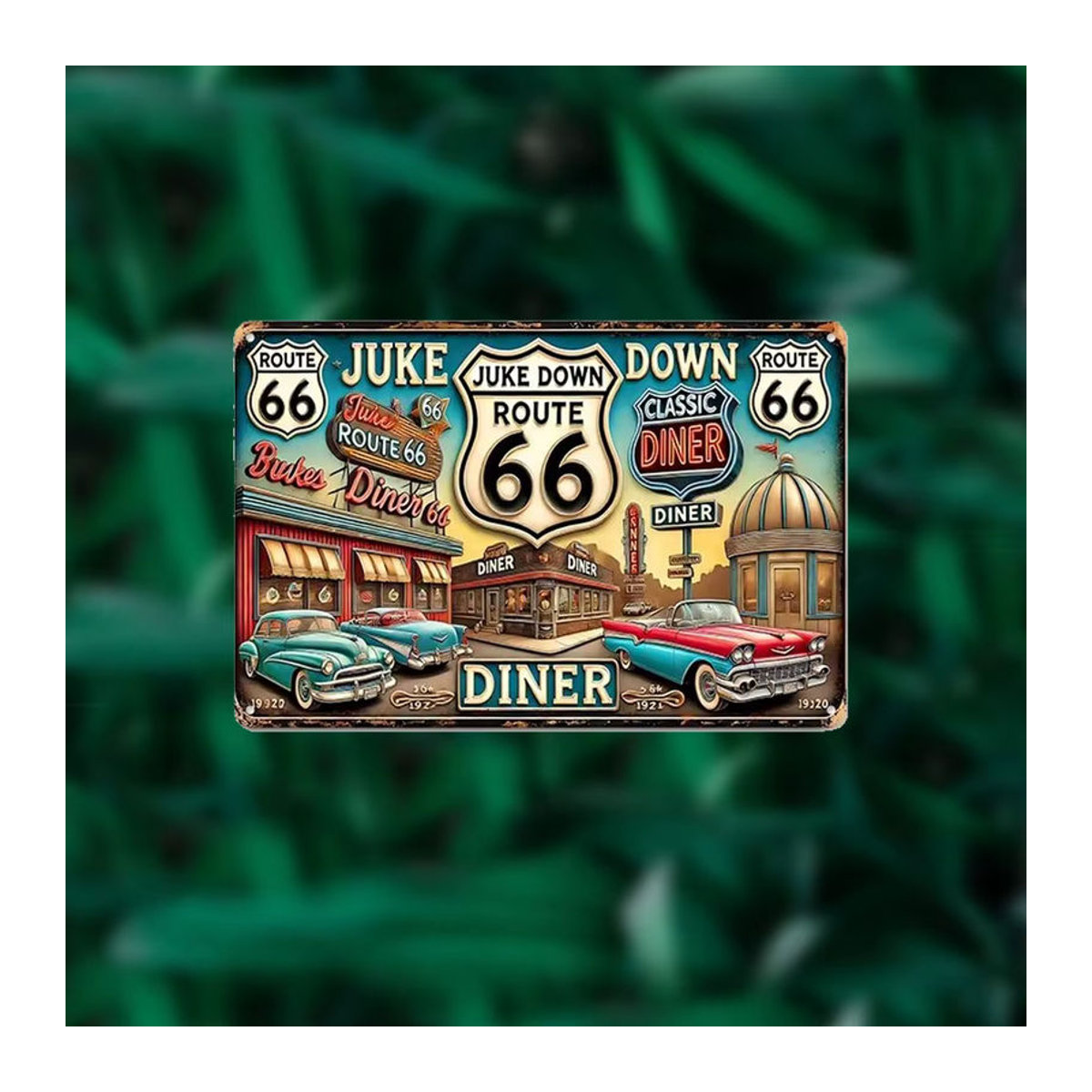 HELLOYOUNG Retro-Blechschild Route 66 Vintage Metallschild mehrfarbig B/H: 30 x 20 cm - Bild 3