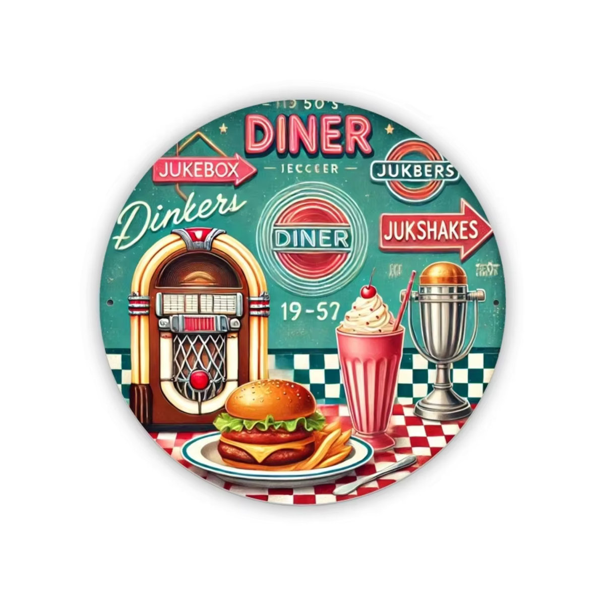 HELLOYOUNG Retro Diner Wandkunst aus Metall im 1950er Jahre Stil, mehrfarbiges Vintage Schild für Küche und Esszimmer - Bild 3