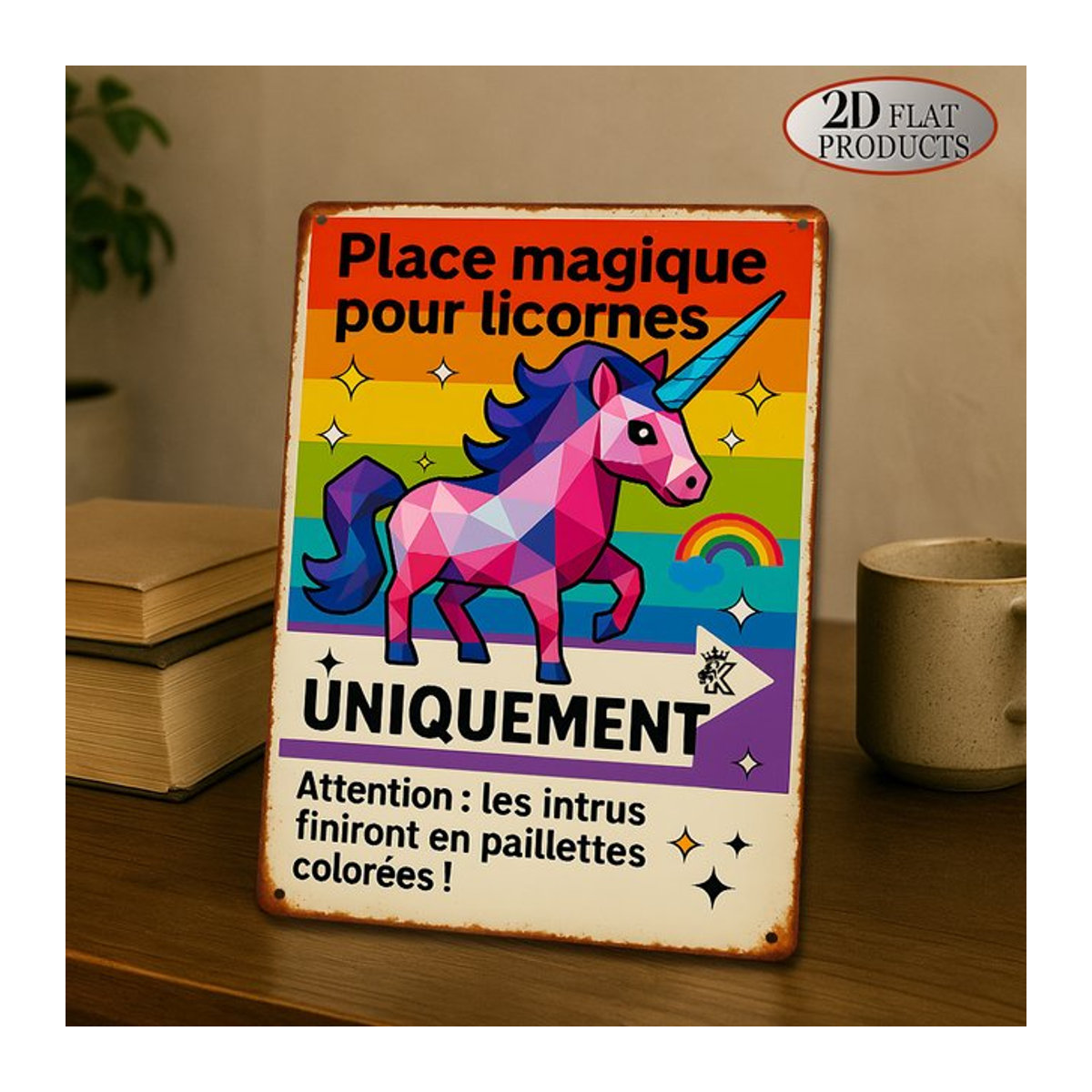 HELLOYOUNG Retro Einhorn Wanddeko aus Metall in Mehrfarbig für Wandmontage - Bild 1
