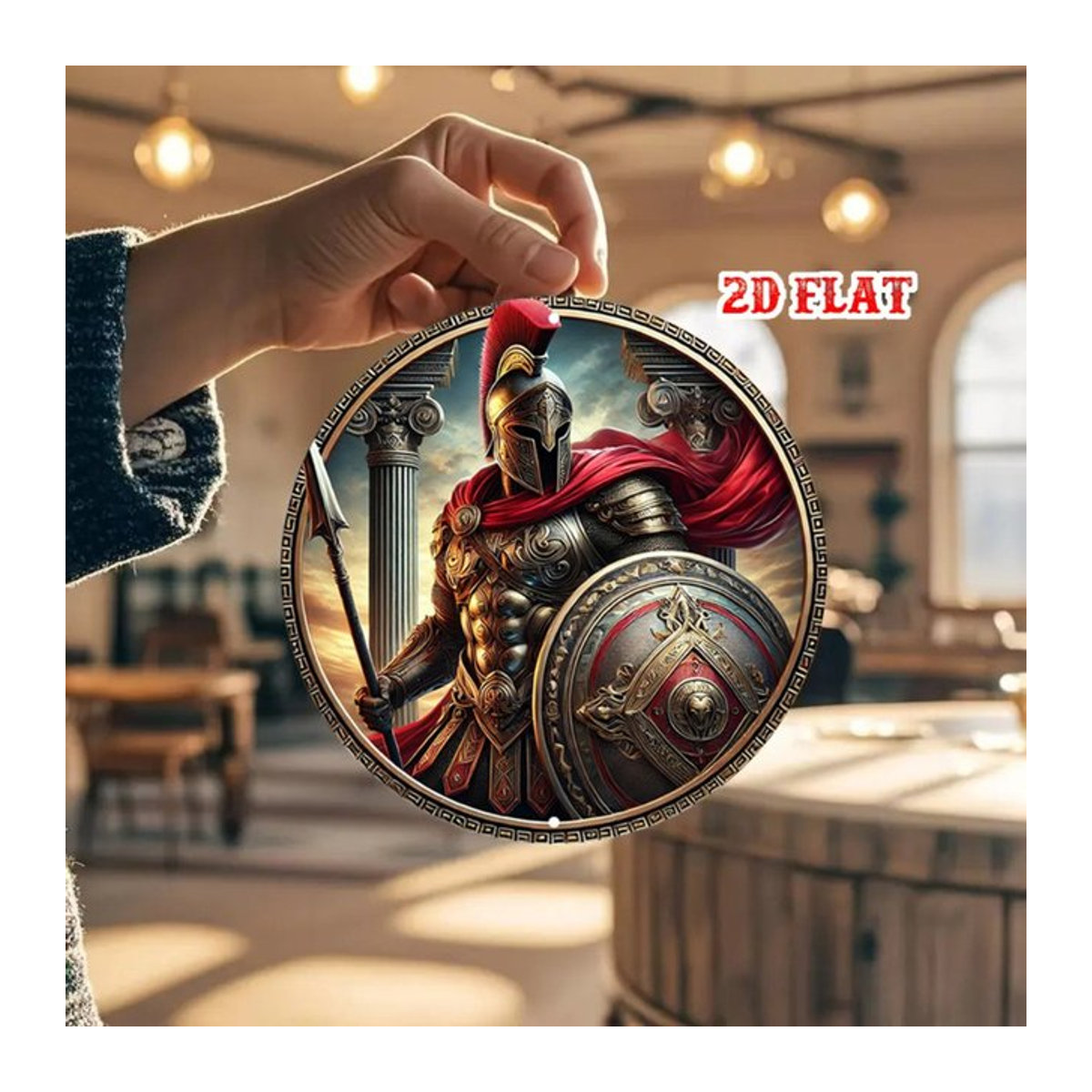 HELLOYOUNG Retro-Metall-Wanddekoration Griechischer Mythos-Held, rundes Aluminium-Blechschild in Mehrfarbig, Durchmesser: 20 cm - Bild 1