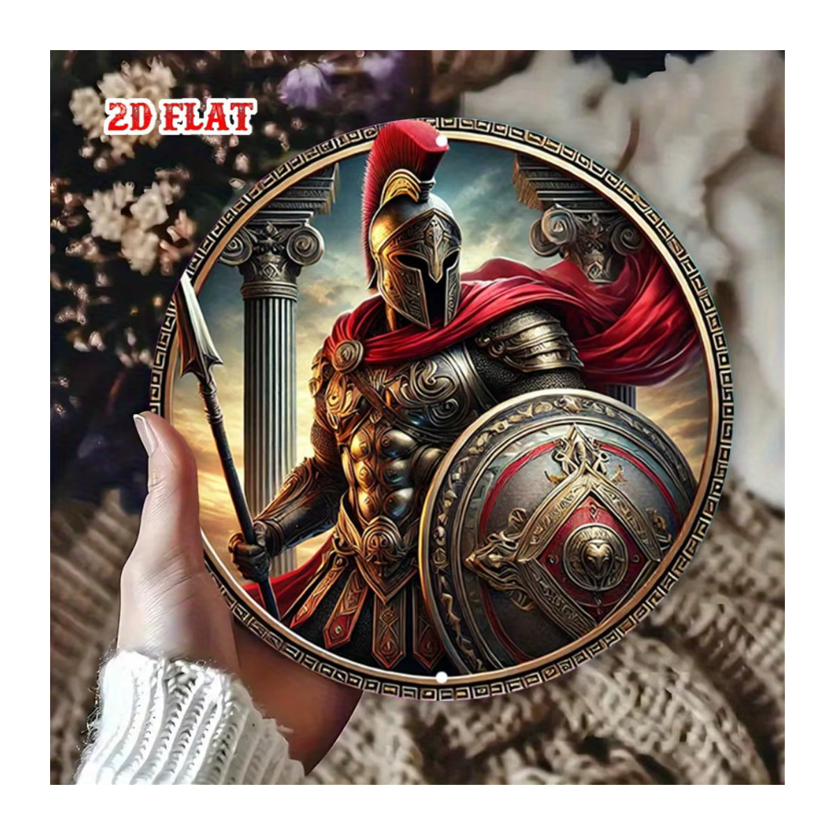 HELLOYOUNG Retro-Metall-Wanddekoration Griechischer Mythos-Held, rundes Aluminium-Blechschild in Mehrfarbig, Durchmesser: 20 cm - Bild 4