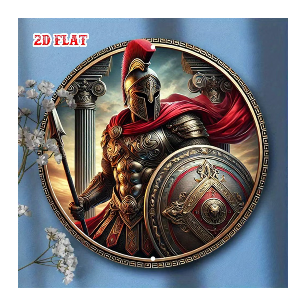HELLOYOUNG Retro-Metall-Wanddekoration Griechischer Mythos-Held, rundes Aluminium-Blechschild in Mehrfarbig, Durchmesser: 20 cm - Bild 5