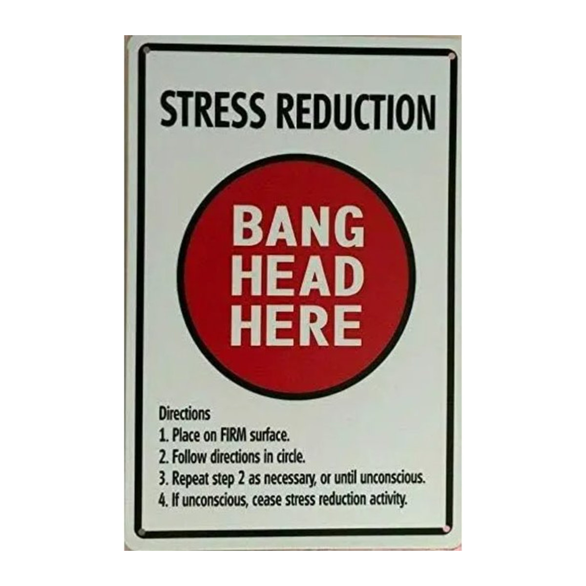 HELLOYOUNG Retro Metallblechschild Bang Head HERE in Weiß für Wandmontage, Rechteckig, B: 30 cm, H: 20 cm - Bild 1