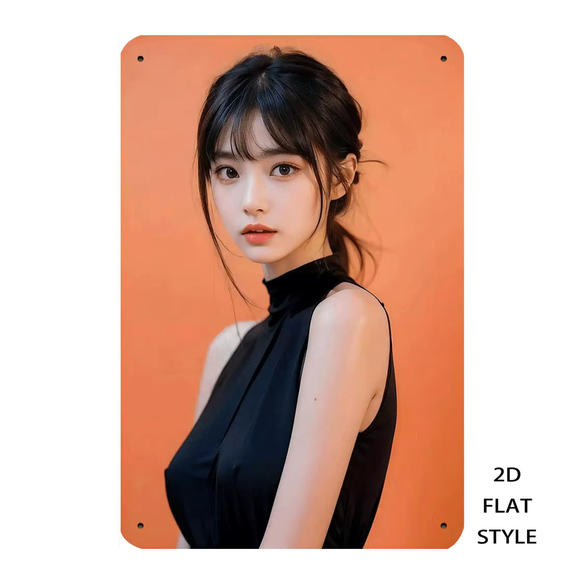 HELLOYOUNG Retro-Metallblechschild mit Frauendruck in Schwarz-Orange, Vintage Wandkunst für Wohnzimmer und Büro, B: 30,48 cm, H: 20,32 cm, T: 0,3 cm - Bild 3