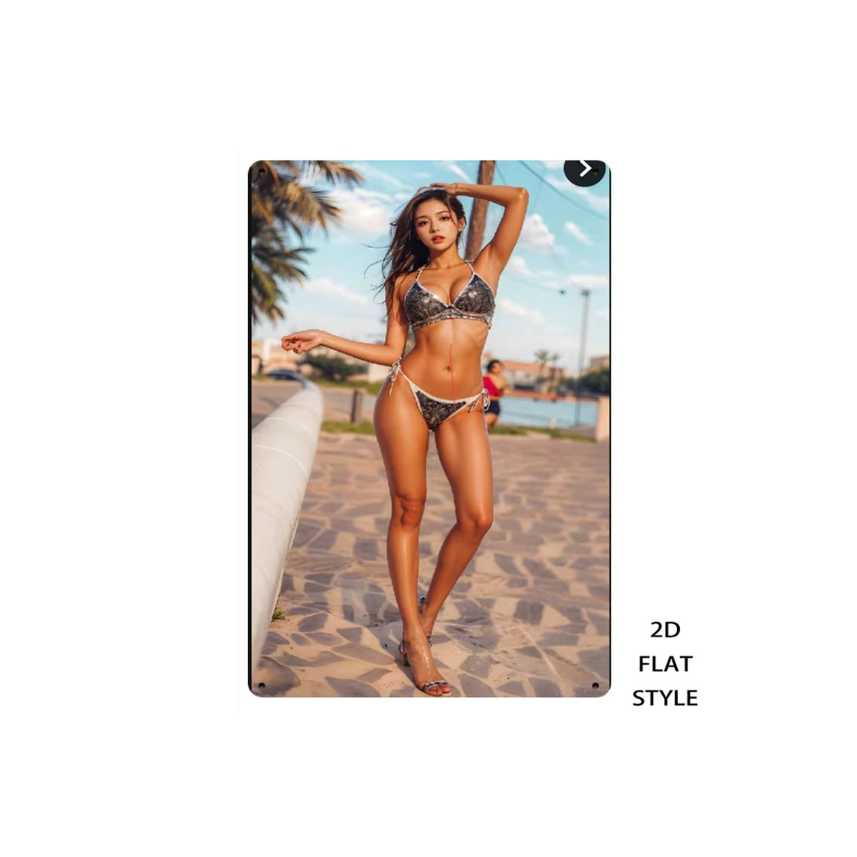 HELLOYOUNG Retro-Metallschild Bikini-Mädchen Wandkunst im Querformat, mehrfarbig, B: 30,5 cm, H: 20,3 cm - Bild 6