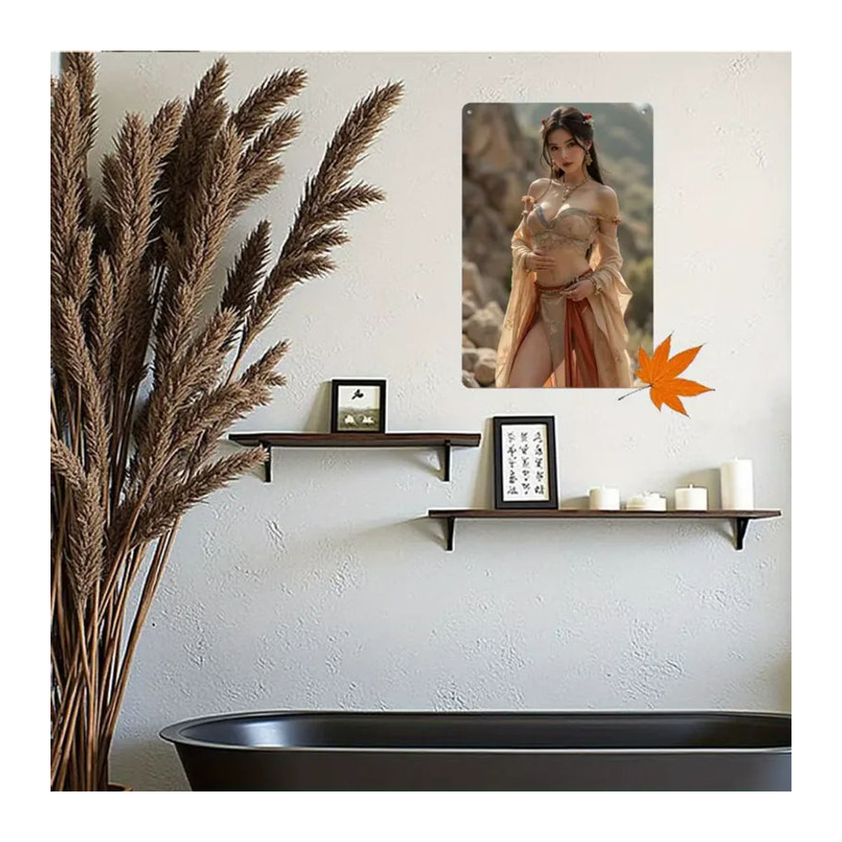 HELLOYOUNG Retro Metallschild Frau Porträt als Wandkunst für Café und Wohnzimmer, mehrfarbig, Hochformat, B/H: 30 x 30 cm - Bild 4
