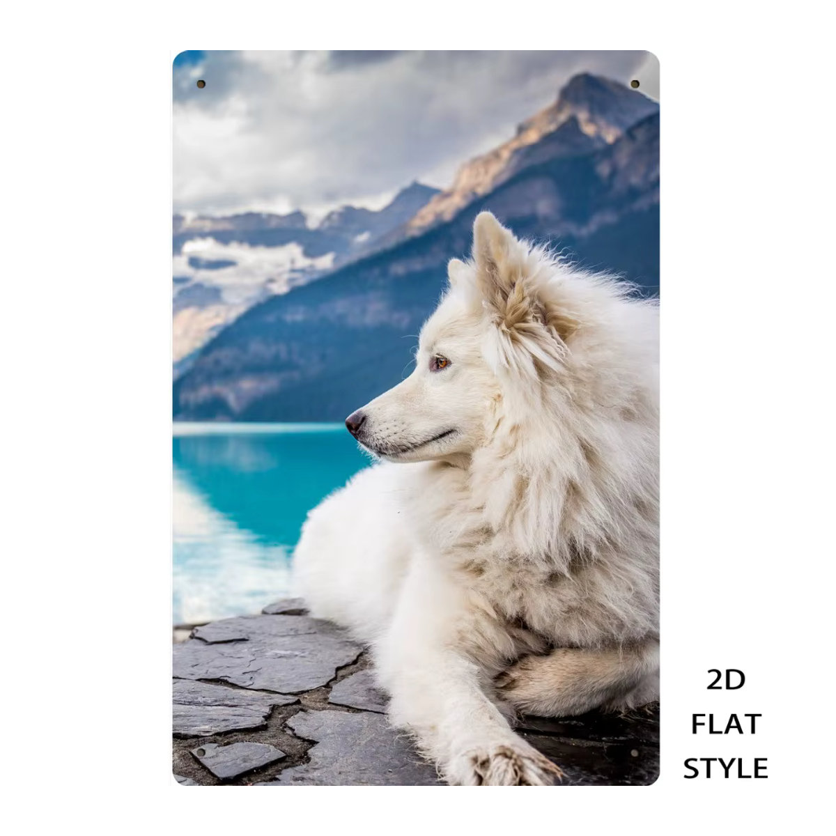 HELLOYOUNG Retro-Metallschild mit Schneelandschaft und Hund, Vintage Wanddekoration mehrfarbig, B: 30,48 cm x H: 20,32 cm - Bild 7