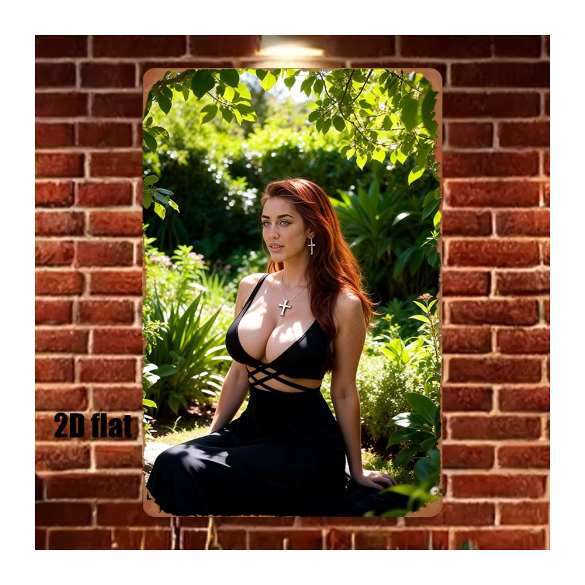 HELLOYOUNG Retro Redhead Metall-Blechschild im Vintage-Stil, mehrfarbiges Porträt als Wandkunst für Innen und Außen, B: 30,48 cm, H: 20,32 cm - Bild 3