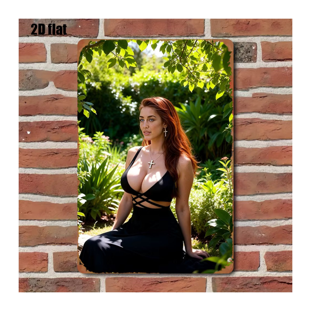 HELLOYOUNG Retro Redhead Metall-Blechschild im Vintage-Stil, mehrfarbiges Porträt als Wandkunst für Innen und Außen, B: 30,48 cm, H: 20,32 cm - Bild 4