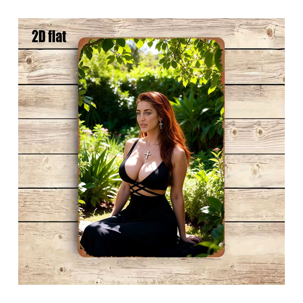 HELLOYOUNG Retro Redhead Metall-Blechschild im Vintage-Stil, mehrfarbiges Porträt als Wandkunst für Innen und Außen, B: 30,48 cm, H: 20,32 cm - Bild 5