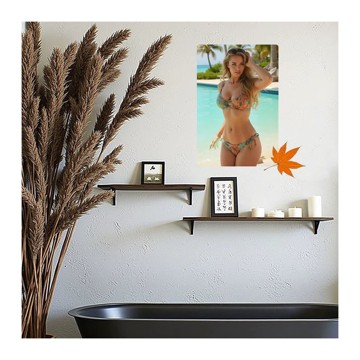 HELLOYOUNG Retro-Tropen Metall-Wandkunst Poster mit Miami Beach Motiv in Mid-Century Modern Stil, mehrfarbig, B/H: 20,3 x 30,5 cm - Bild 2