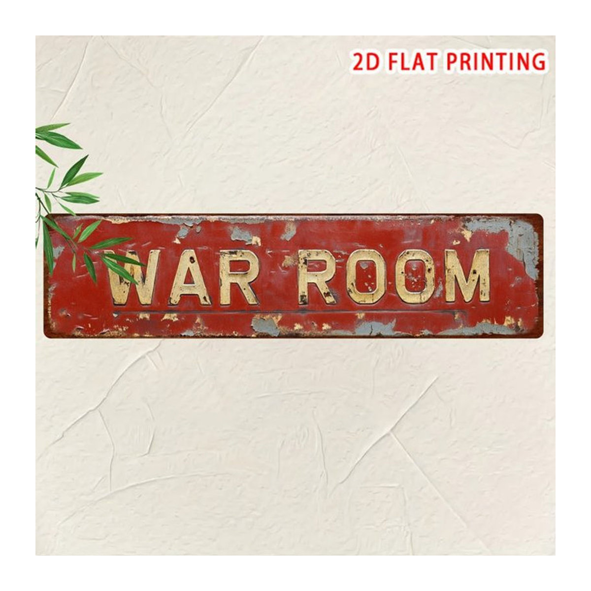 HELLOYOUNG Retro War Room Metallblechschild in Rot, Vintage Wandkunst für Bar und Garage, B: 40,6 cm, H: 10,2 cm - Bild 1