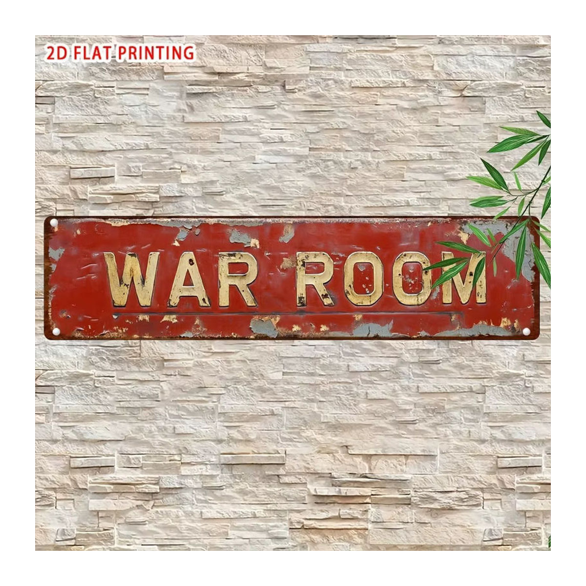 HELLOYOUNG Retro War Room Metallblechschild in Rot, Vintage Wandkunst für Bar und Garage, B: 40,6 cm, H: 10,2 cm - Bild 2