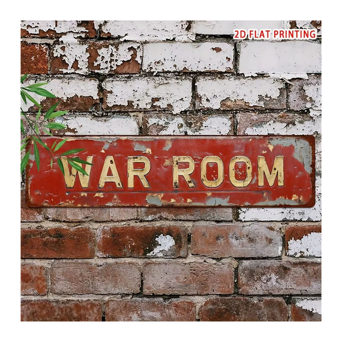HELLOYOUNG Retro War Room Metallblechschild in Rot, Vintage Wandkunst für Bar und Garage, B: 40,6 cm, H: 10,2 cm - Bild 3