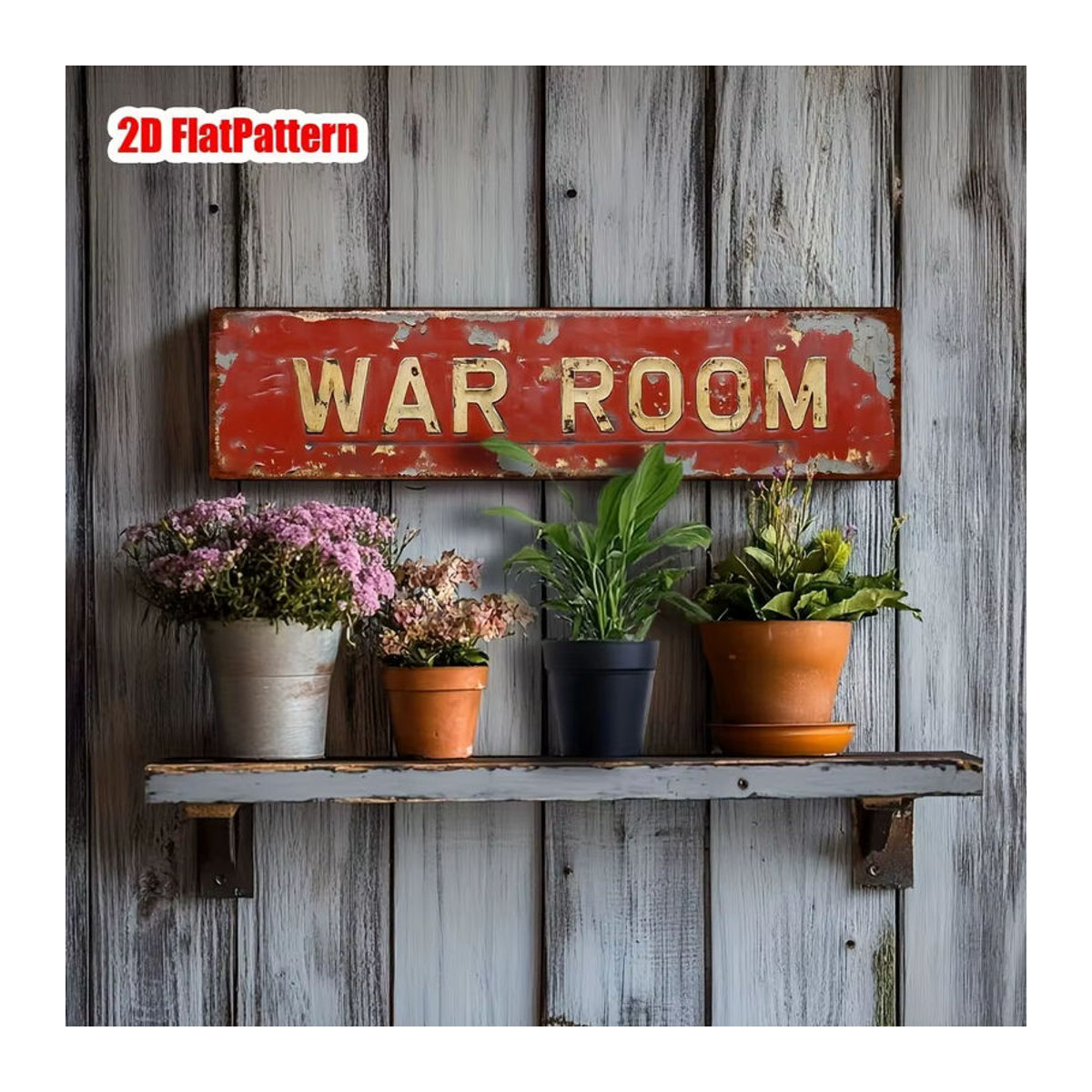 HELLOYOUNG Retro War Room Metallblechschild in Rot, Vintage Wandkunst für Bar und Garage, B: 40,6 cm, H: 10,2 cm - Bild 5
