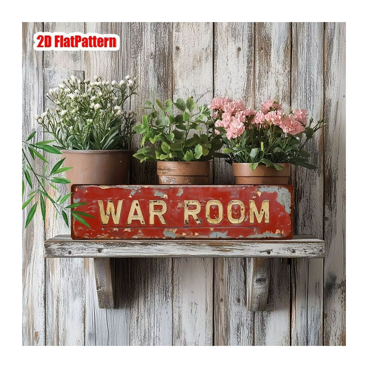 HELLOYOUNG Retro War Room Metallblechschild in Rot, Vintage Wandkunst für Bar und Garage, B: 40,6 cm, H: 10,2 cm - Bild 6