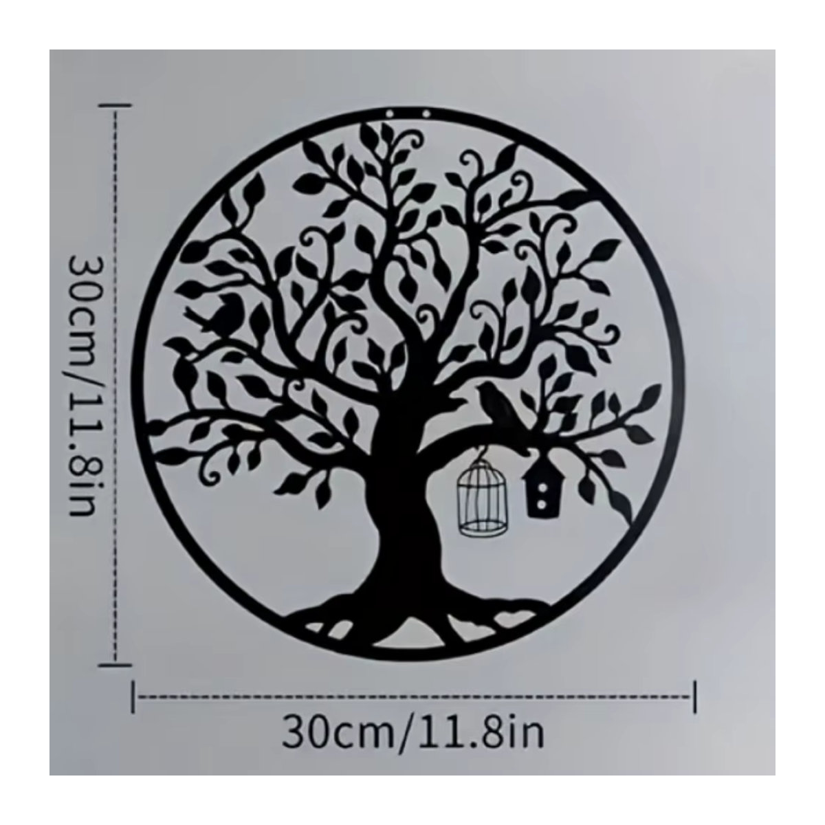 HELLOYOUNG Runder Lebensbaum aus Metall als Wanddekoration in Schwarz, Durchmesser: 30 cm - Bild 2