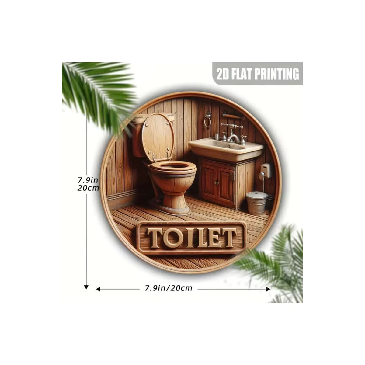 HELLOYOUNG Rundes Toilettenschild im Zwergen-Design in Braun für die Wanddekoration im Landhausstil - Bild 2