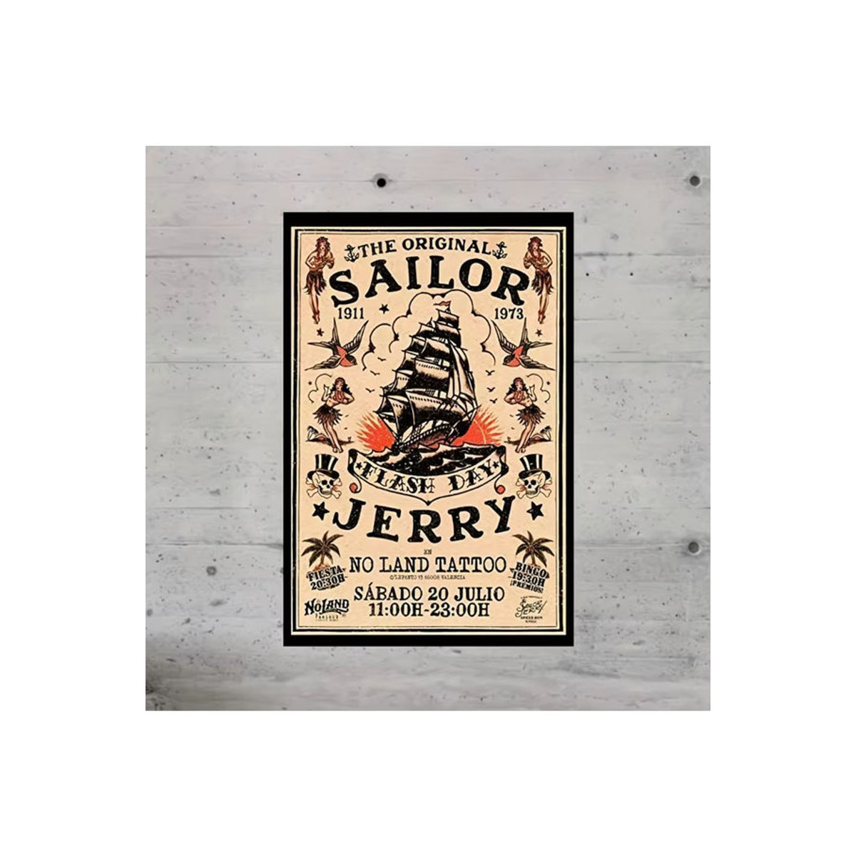 HELLOYOUNG Sailor Jerry Vintage Blechschild in Beige, nautische Metallwandkunst für Bar und Man Cave, rechteckig, B: 30 cm, H: 20 cm, T: 20 cm - Bild 7