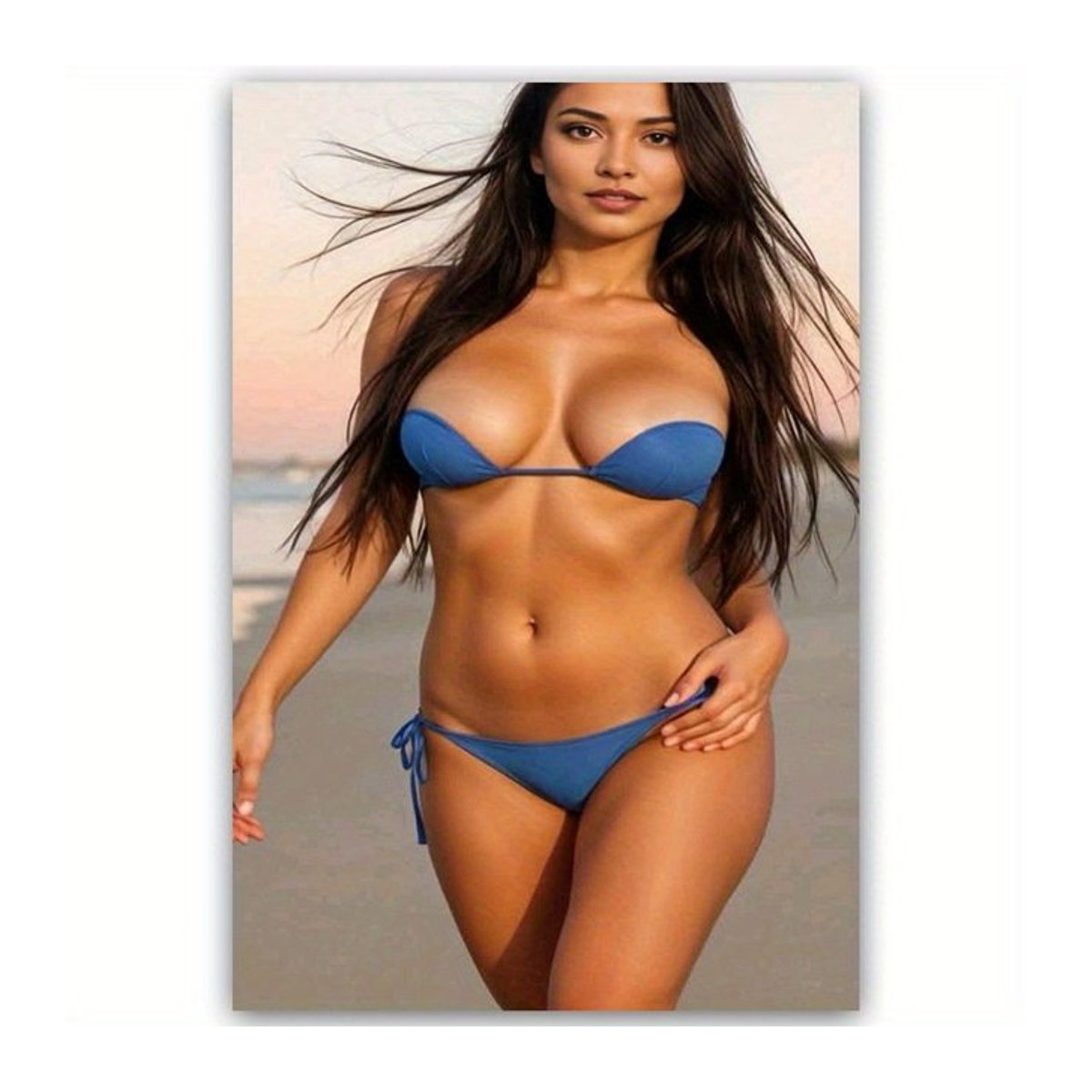 HELLOYOUNG Sea Breeze Art Leinwand Wanddekoration Bikini Strand Motiv in Blau, Modernes Porträt Hochformat, Rahmenlos - Bild 1