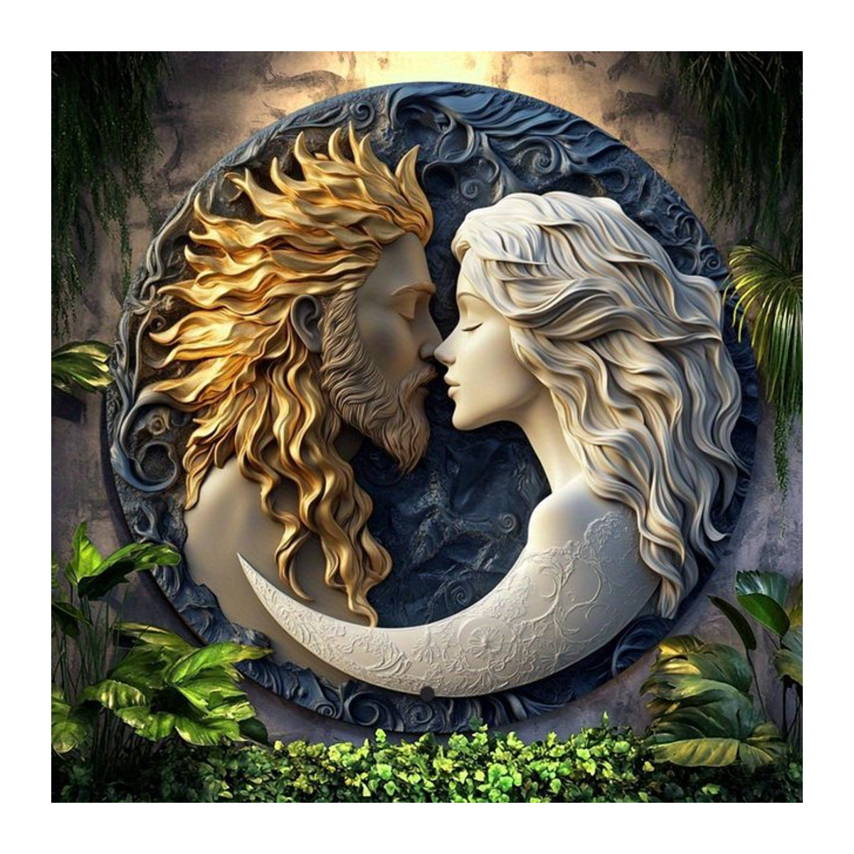 HELLOYOUNG Sonne und Mond Metall-Wandschild, Rundes Vintage Wanddekor in Mehrfarbig, Ästhetischer Wandbehang für Zuhause und Küche - Bild 1