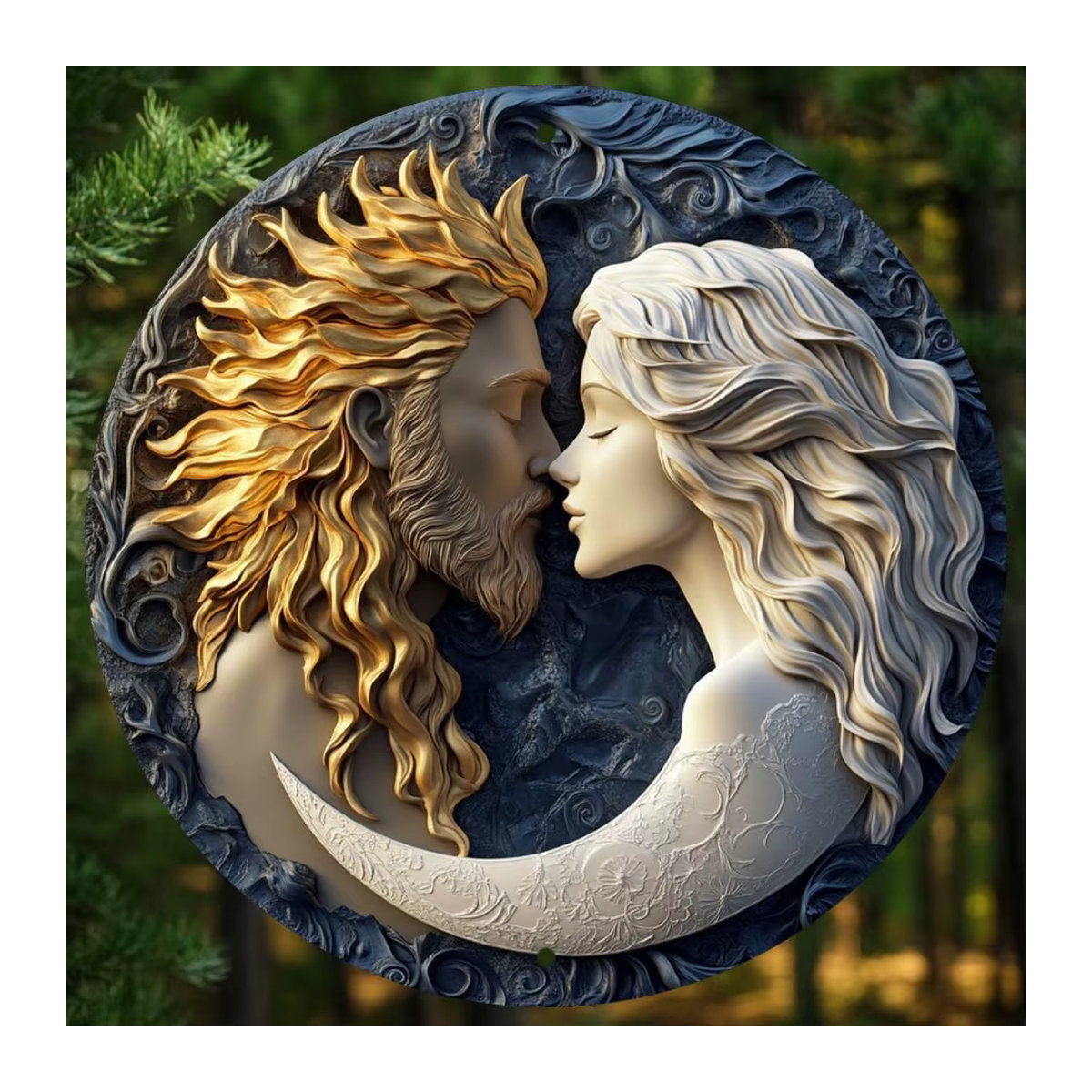 HELLOYOUNG Sonne und Mond Metall-Wandschild, Rundes Vintage Wanddekor in Mehrfarbig, Ästhetischer Wandbehang für Zuhause und Küche - Bild 4