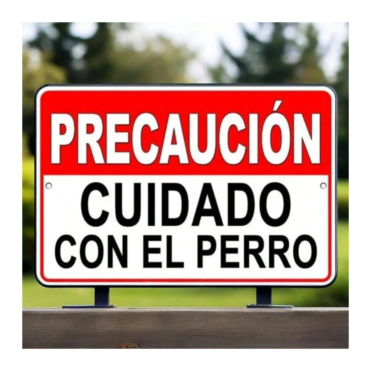 HELLOYOUNG Spanisches Beware of Dog Schild Cuidado Con El Perro Bite – Rustikales Wanddekorschild in Mehrfarbig - Bild 1