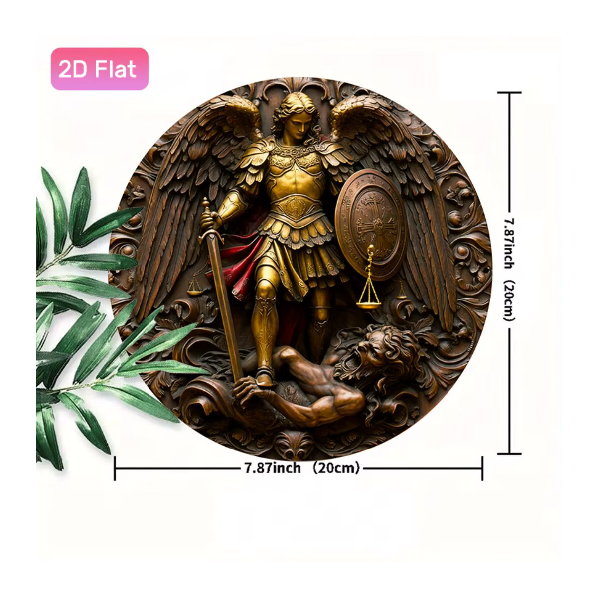 HELLOYOUNG St. Angel Scales Blechschild Vintage Wanddekoration in Gold, B: 20 cm, H: 20 cm, T: 20 cm - Bild 2