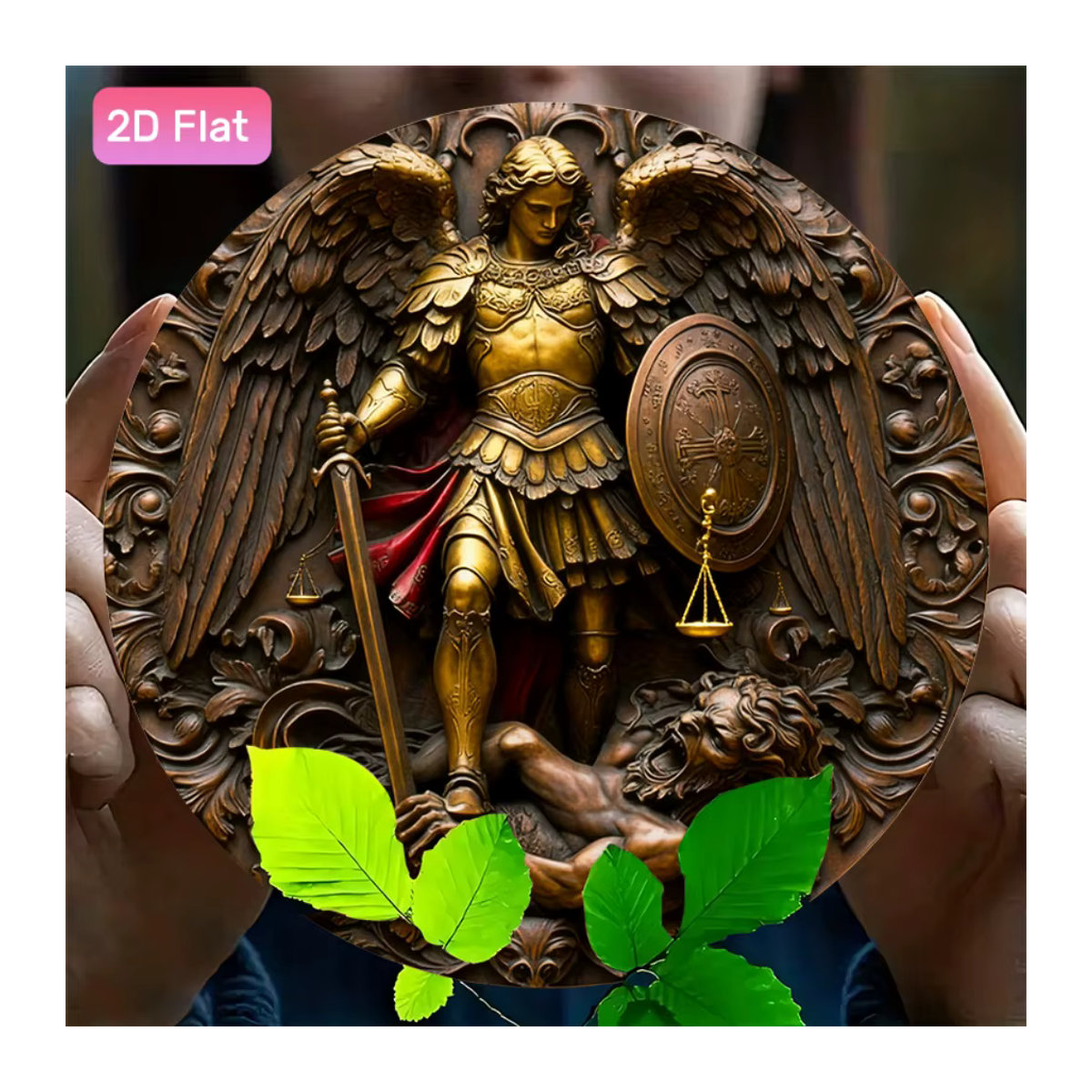 HELLOYOUNG St. Angel Scales Blechschild Vintage Wanddekoration in Gold, B: 20 cm, H: 20 cm, T: 20 cm - Bild 5