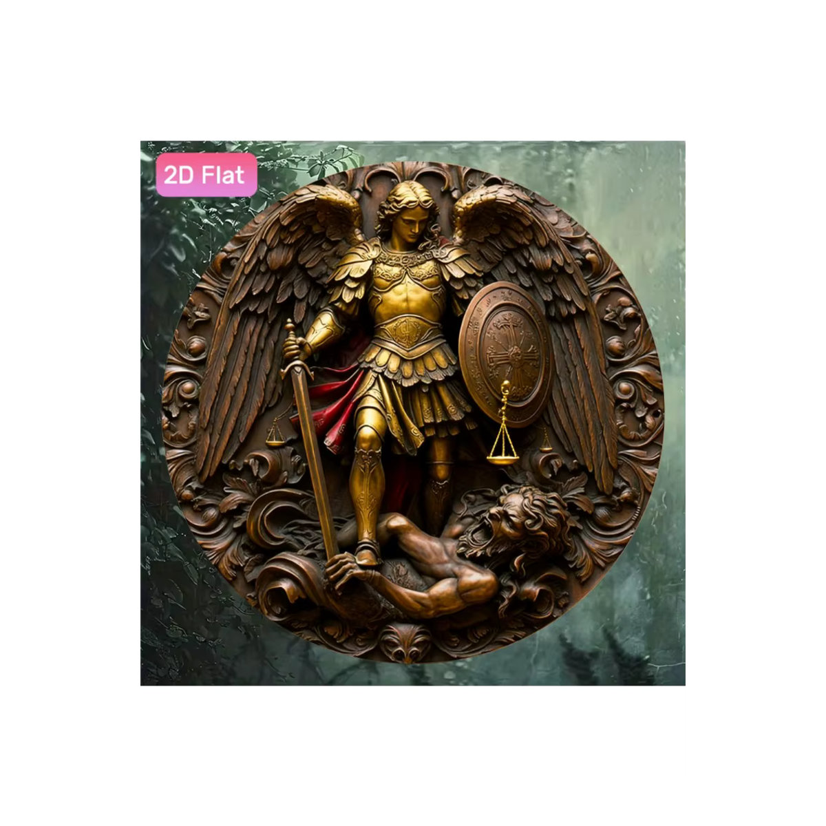 HELLOYOUNG St. Angel Scales Blechschild Vintage Wanddekoration in Gold, B: 20 cm, H: 20 cm, T: 20 cm - Bild 6